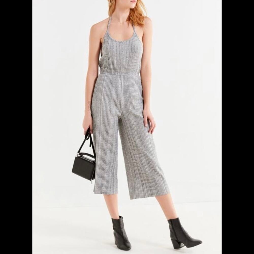 Urban Outfitters Holly Ribbed Halter Jumpsuit, Gray, Size XS